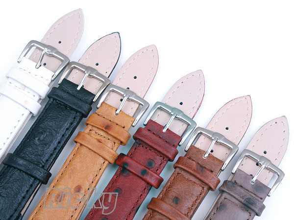 18mm Ostrich Grain Genuine Leather Watch Band Strap 6 Color a50  