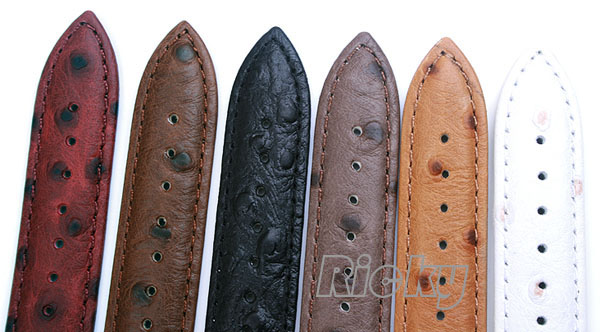 18mm Ostrich Grain Genuine Leather Watch Band Strap 6 Color a50  