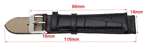 18mm Crocodile Grain Leather Watch Band Strap Black b02  